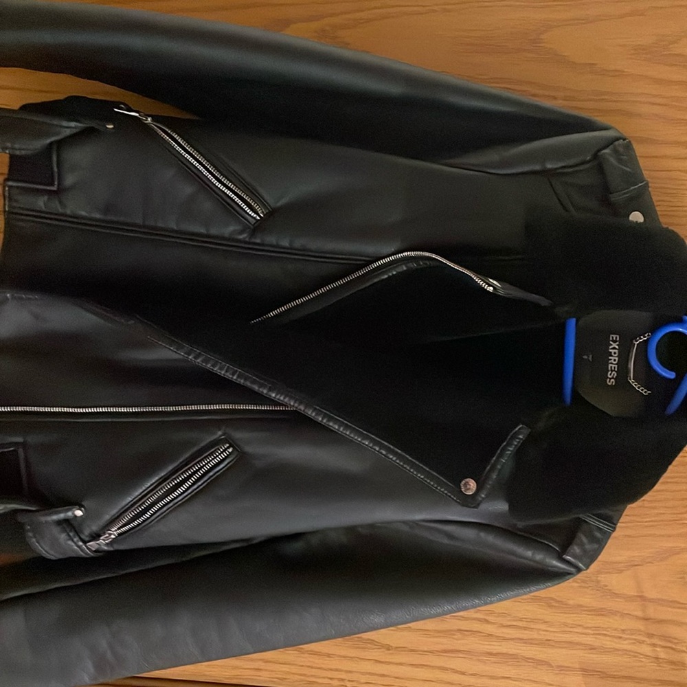 Black biker inspired jacket.